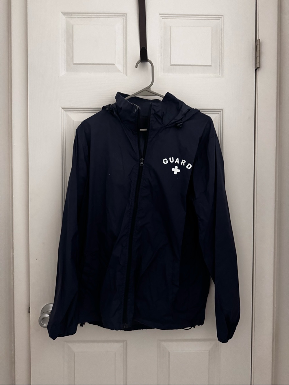 Guard Logo Navy Woman Windbreaker Jacket with Hood